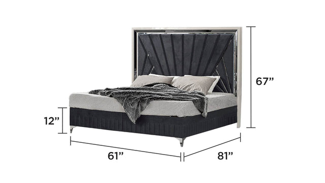 Modern Contemporary Queen Velvet Upholstered Wood Bed Frame - Omega Lifestyles