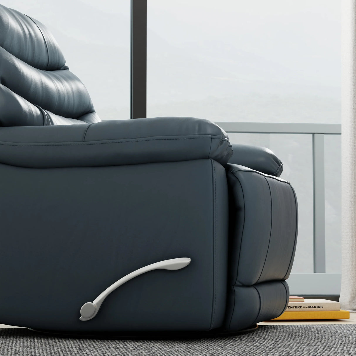 Swivel Glider Recliner With Manual Footrest Leather - Omega Lifestyles