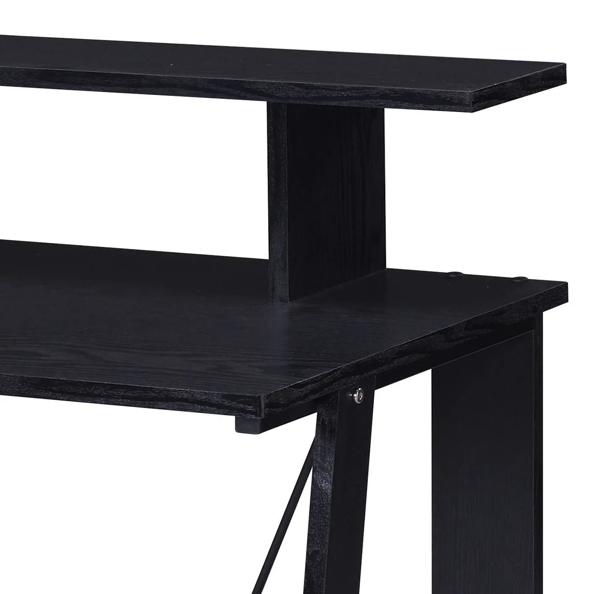 Black Synthetic Wood Writing Desk With USB Charging Ports - Omega Lifestyles