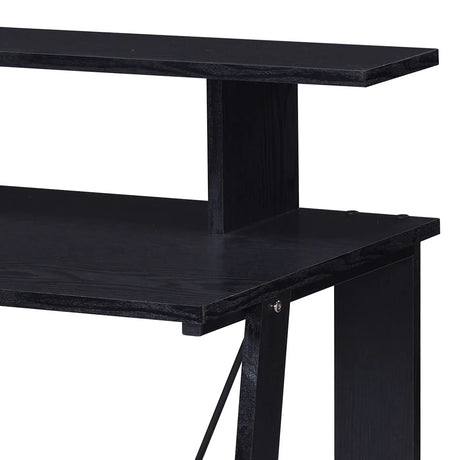 Black Synthetic Wood Writing Desk With USB Charging Ports - Omega Lifestyles