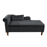 Classic Velvet Storage Chaise Lounge With Pillow - Omega Lifestyles
