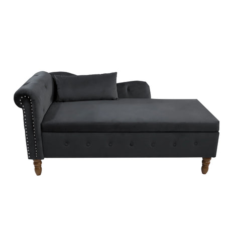 Classic Velvet Storage Chaise Lounge With Pillow - Omega Lifestyles