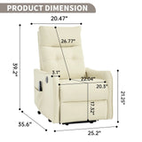 Beige Faux Leather Power Lift Recliner Chair With Massage Heat - Omega Lifestyles