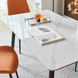 Modern Ceramic Tile Rectangular Dining Table With Metal Base - Omega Lifestyles