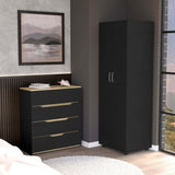 2-Piece Full Bedroom Set Black Particle Board Furniture