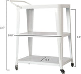 3-Tiered Industrial Metal Kitchen Cart With Swivel Wheels - Omega Lifestyles