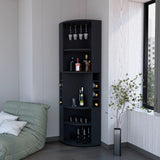 Modern Corner Black Bar Cabinet With Wine Rack - Omega Lifestyles