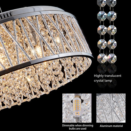 Modern Round Crystal Chandelier 19-Inch Flush Mount Light - Omega Lifestyles