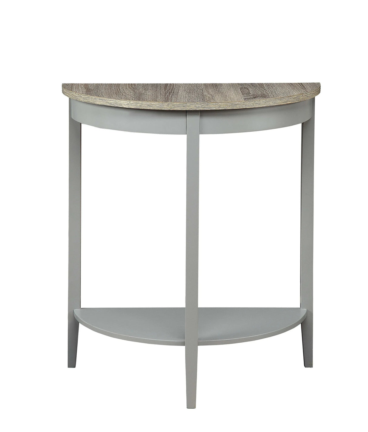Natural Oak Gray Finish Half-Moon Console Table - Omega Lifestyles