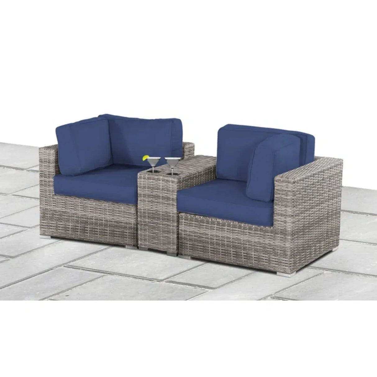 Outdoor Loveseat With Weather-Resistant HDPE Wicker Frame - Omega Lifestyles