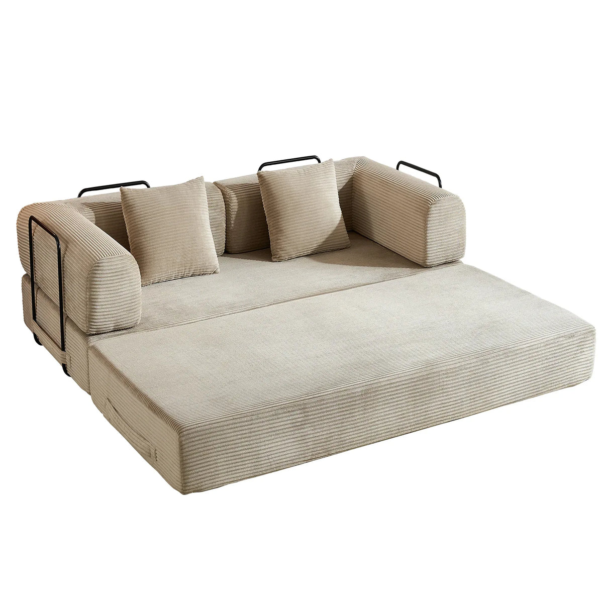Corduroy Convertible Sleeper Sofa Bed With Foam Cushion - Omega Lifestyles