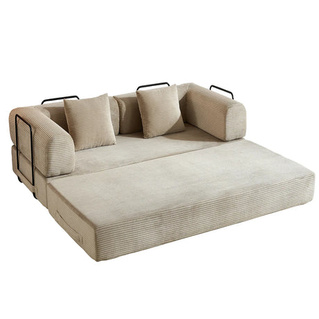 Corduroy Convertible Sleeper Sofa Bed With Foam Cushion - Omega Lifestyles