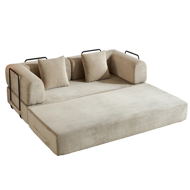 Corduroy Convertible Sleeper Sofa Bed With Foam Cushion - Omega Lifestyles