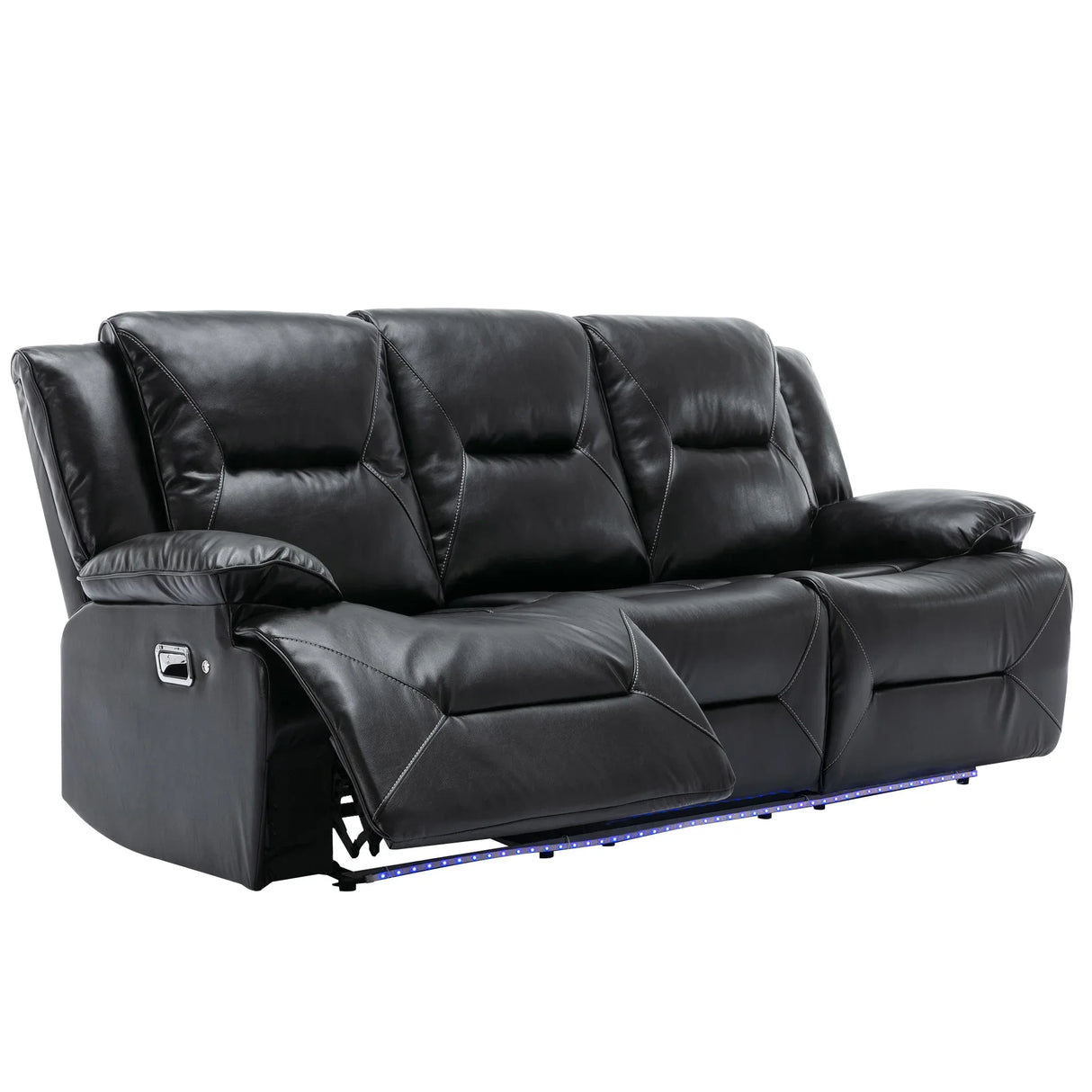 3-Seater Manual Recliner Chair Leather Gel With LED Lights - Omega Lifestyles