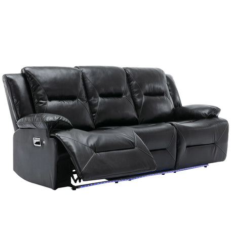 3-Seater Manual Recliner Chair Leather Gel With LED Lights - Omega Lifestyles