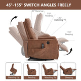 Brown Faux Leather Power Lift Recliner Chair With Massage Heat - Omega Lifestyles