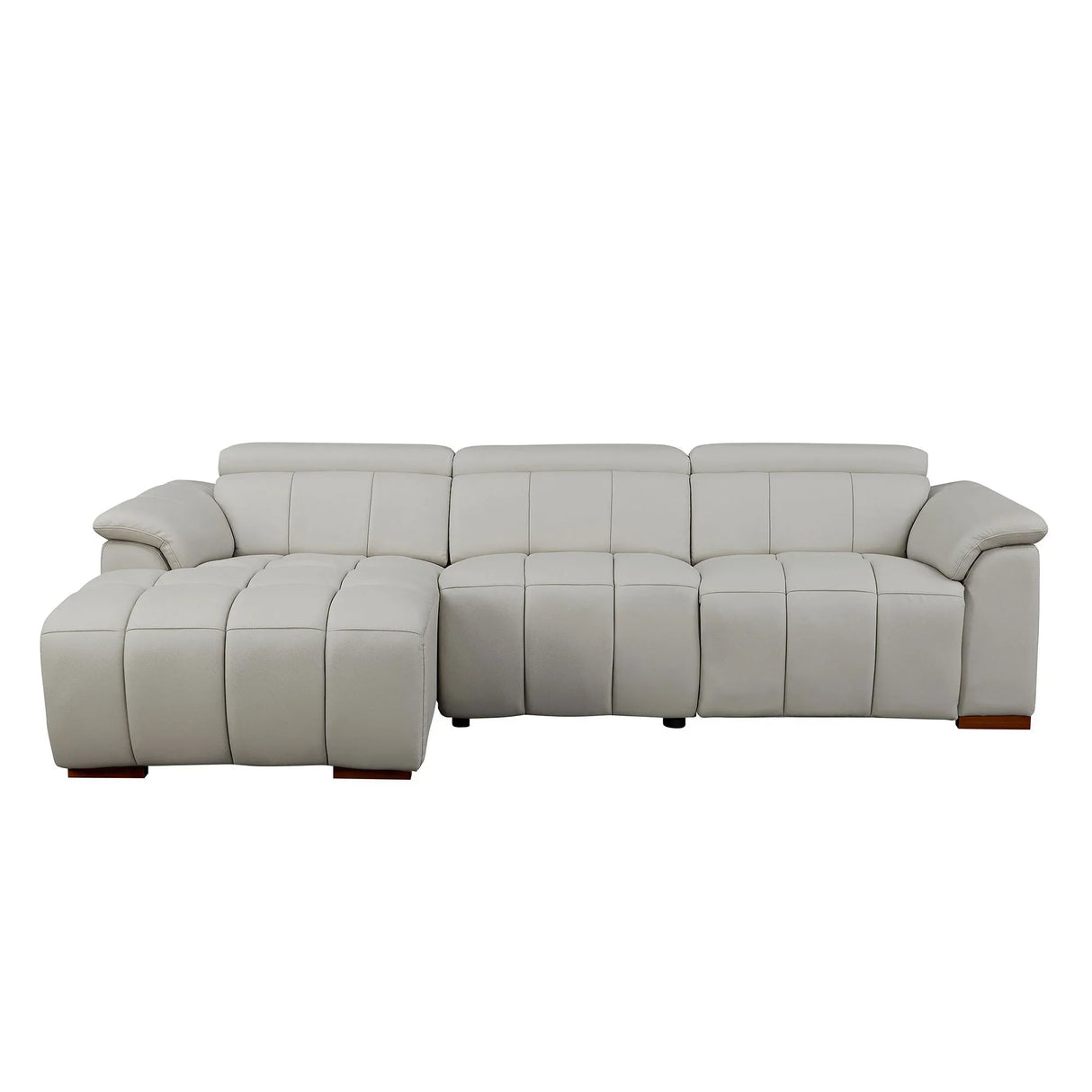 Electric Control Genuine Leather Wall Hugger Reclining L Chaise Sofa - Omega Lifestyles