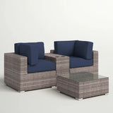 2-Seat Weather-Resistant Wicker Patio Furniture Set With Cushions - Omega Lifestyles