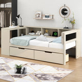 Twin Wood Platform Bed With Storage Drawers And Charging Station - Omega Lifestyles