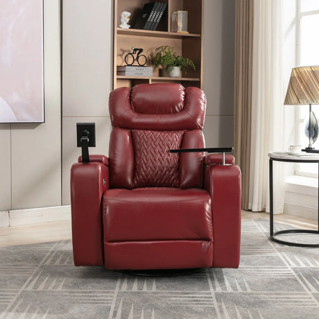 Power Recliner Chair PU Leather With USB Tray Table - Omega Lifestyles