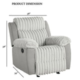 Transitional Gray Manual Glider Recliner With Two-Tone Design - Omega Lifestyles