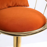 Set of 2 Orange Velvet Adjustable Height Bar Chairs - Omega Lifestyles