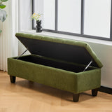 Green Boucle Ottoman Bench With Storage And Seating - Omega Lifestyles