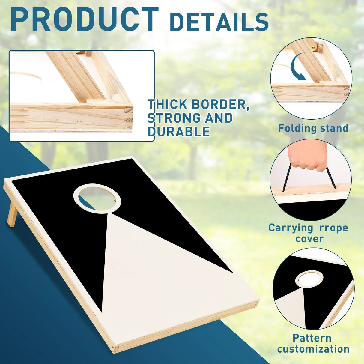 Solid Wood Tailgate Size Cornhole Set With Bean Bags - Omega Lifestyles