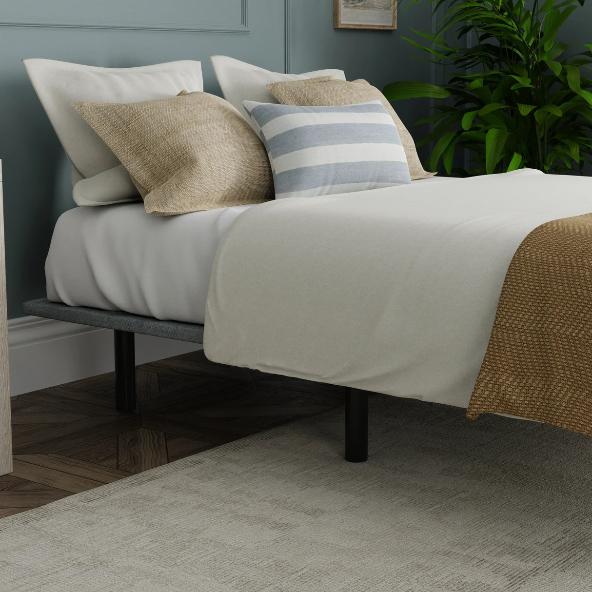 Full Upholstered Steel Platform Bed Frame - Omega Lifestyles