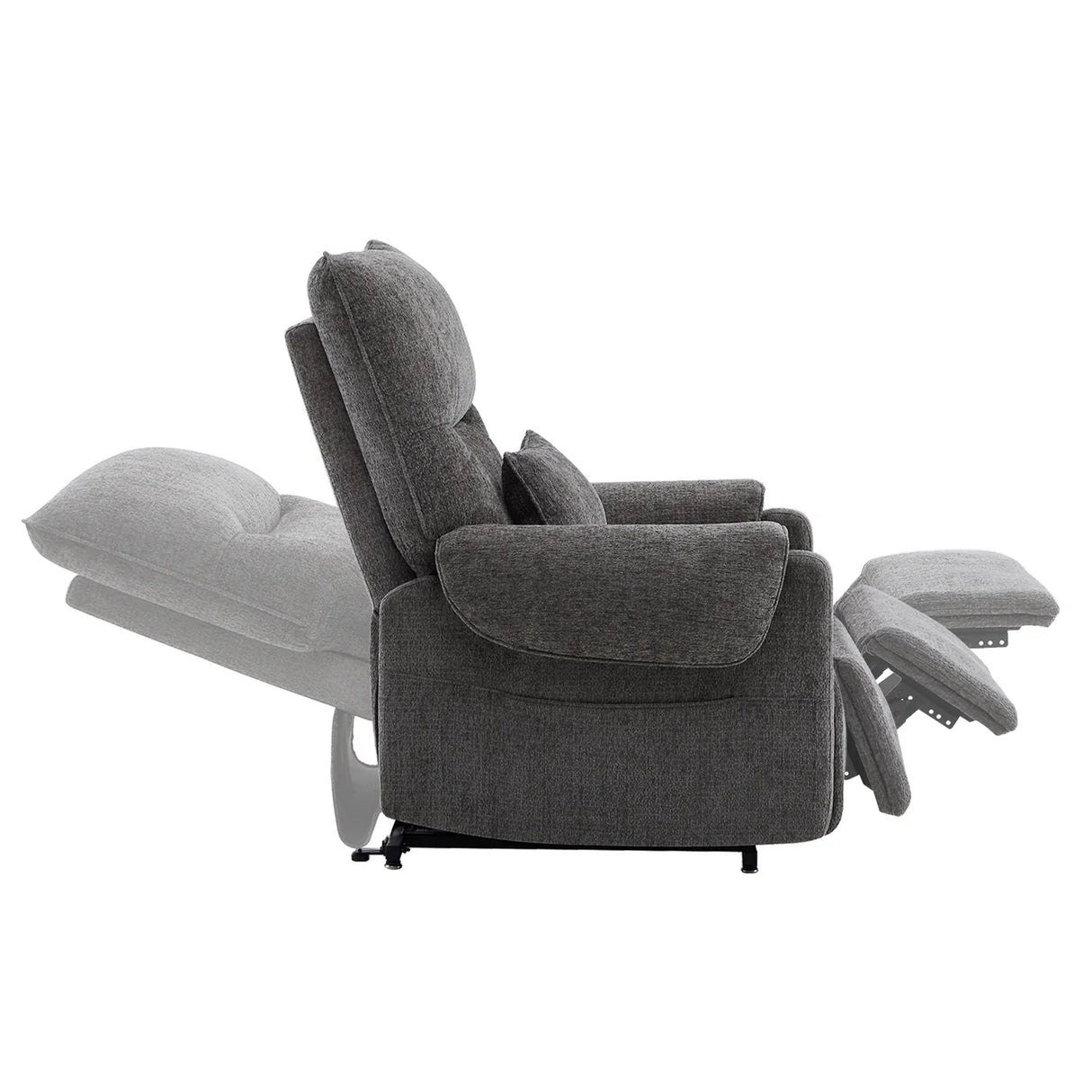 Power Lift Assist Recliner Chair Gray Chenille Upholstered - Omega Lifestyles