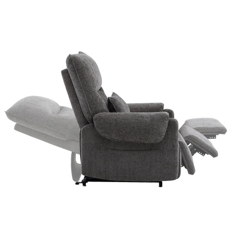 Power Lift Assist Recliner Chair Gray Chenille Upholstered - Omega Lifestyles