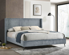 Contemporary Wide Wale Corduroy Upholstery Panel Bed - Omega Lifestyles