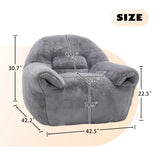 Comfy Faux Fur Bean Bag Chair With Back Support - Omega Lifestyles