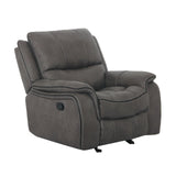Transitional Dark Gray Fabric Pillow Top Glider Recliner - Omega Lifestyles