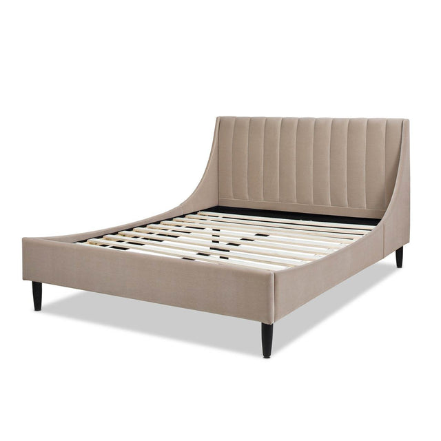 Modern Velvet Upholstered Platform Bed Frame - Omega Lifestyles