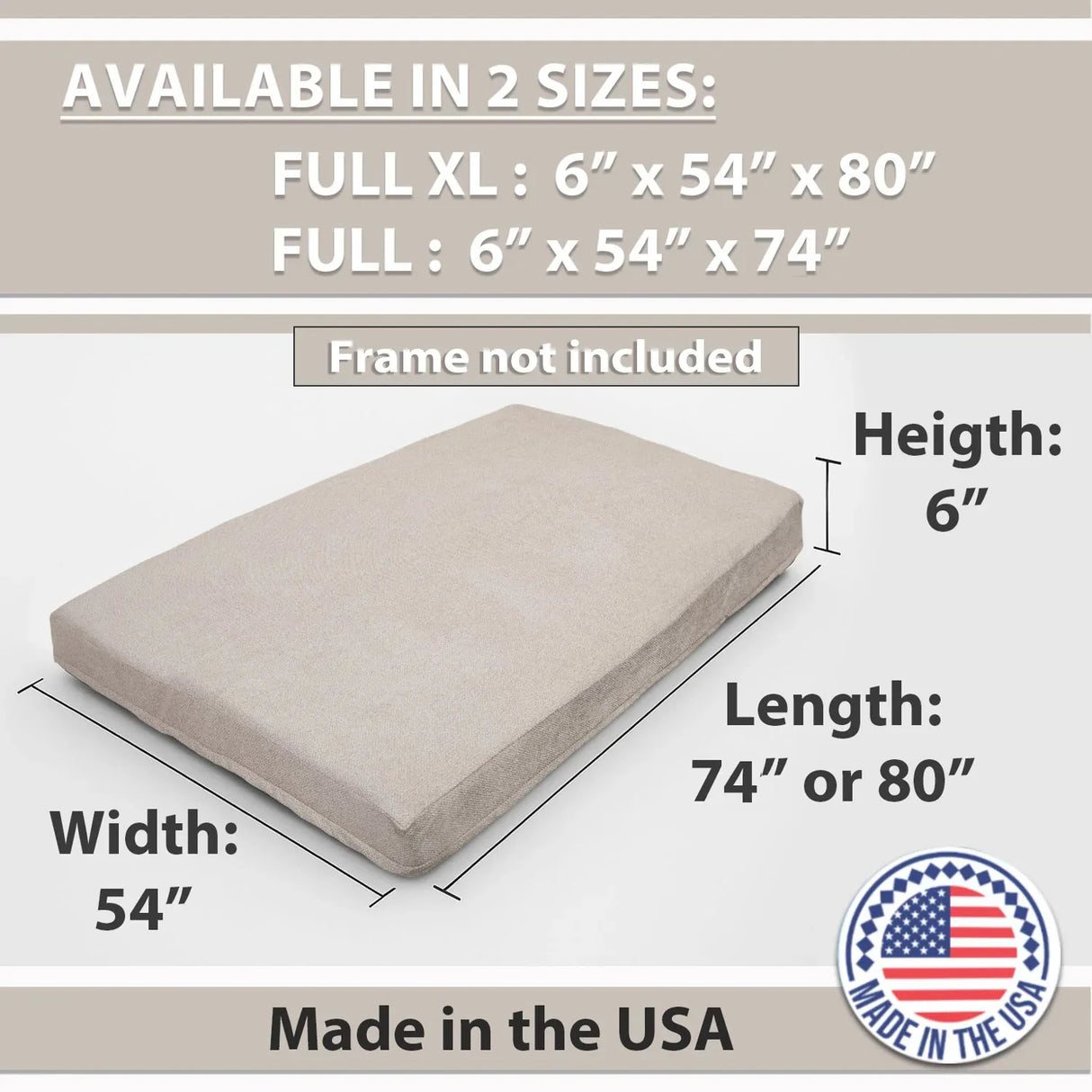 Firm 6-Inch Memory Foam Infused Futon Mattress Full XL - Omega Lifestyles