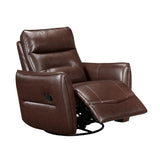 Brown Leather Swivel Recliner Chair With Wood Frame - Omega Lifestyles
