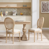 French Country Dining Chairs Set Of 2 With Rattan Backrest