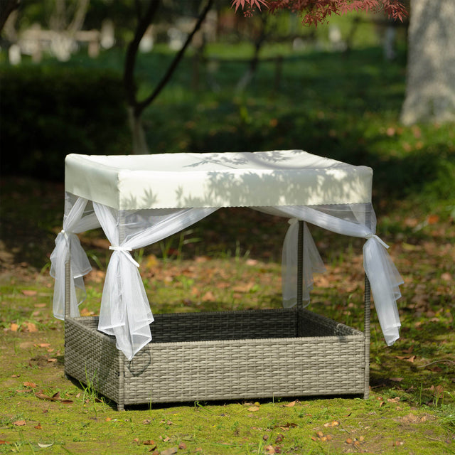 Elevated Covered PE Wicker Pet Patio Bed - Omega Lifestyles