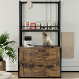 Modern Rustic Brown Hidden Cat Litter Box Enclosure Furniture - Omega Lifestyles