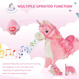 Plush Pink Unicorn Kids Rocking Horse With Sounds - Omega Lifestyles