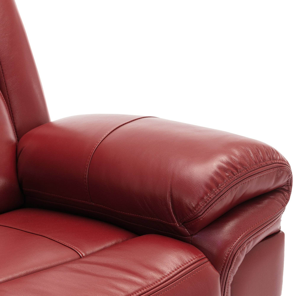 Wine Red Faux Leather Manual Recliner Chair With LED Strip - Omega Lifestyles