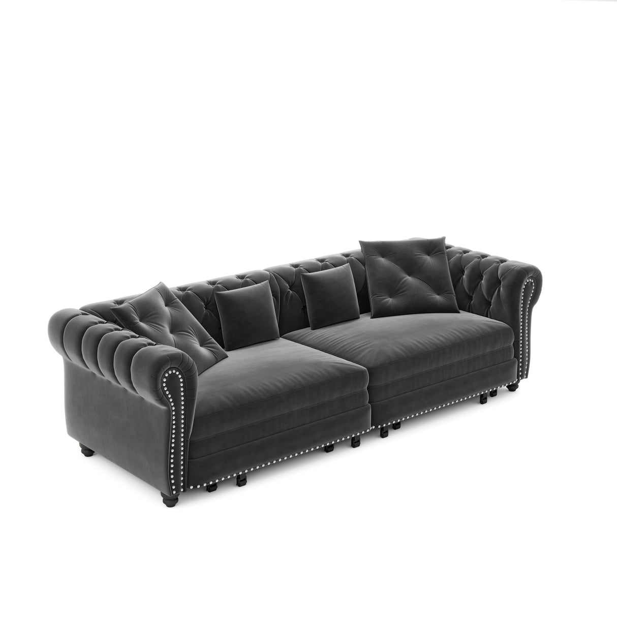 3-in-1 Convertible Velvet Sleeper Sofa Bed With Ottoman