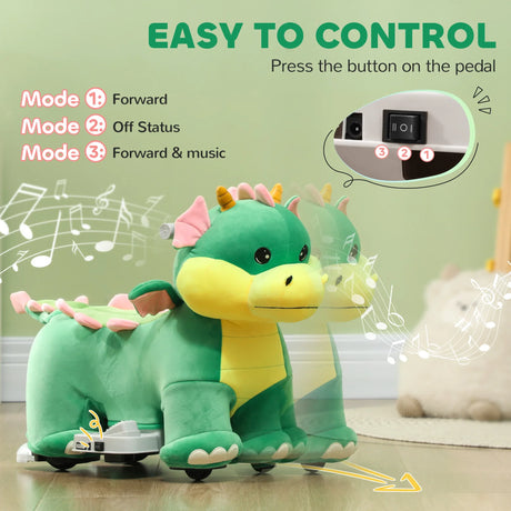 6V Triceratops Electric Ride-On Horse With Music - Omega Lifestyles