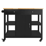 Rubber Wood Kitchen Island Cart With Locking Wheels - Omega Lifestyles