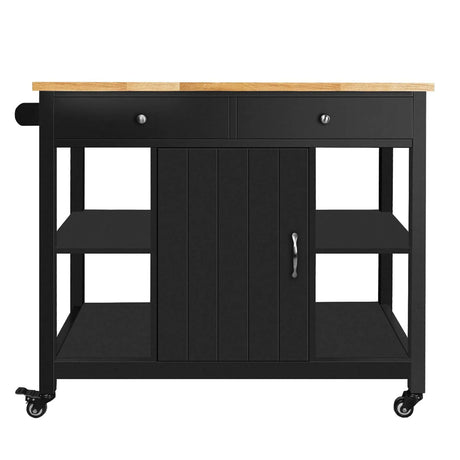 Rubber Wood Kitchen Island Cart With Locking Wheels - Omega Lifestyles