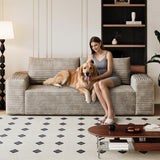 Modern Camel Fabric High-Density Foam Loveseat Sofa