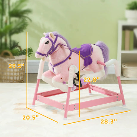 Plush Spring Rocking Horse With Sounds And Saddle - Omega Lifestyles
