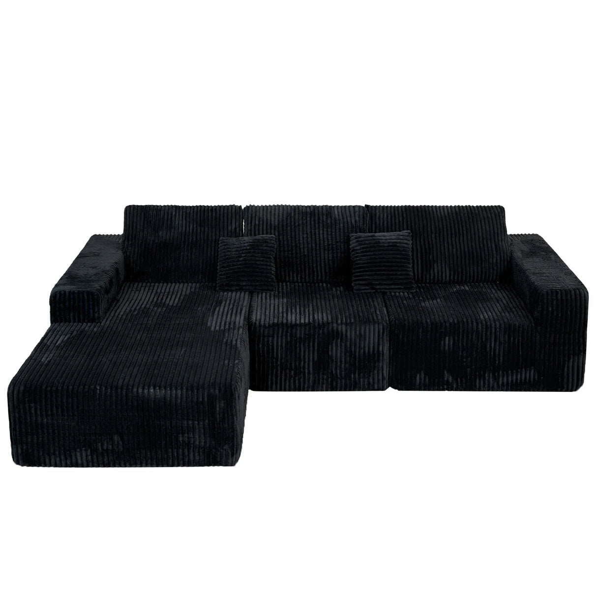 Modular Plush Corduroy Sectional Sofa With Chaise - Omega Lifestyles