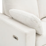 Beige Linen Fabric Power Recliner Sectional Sofa With USB Ports - Omega Lifestyles